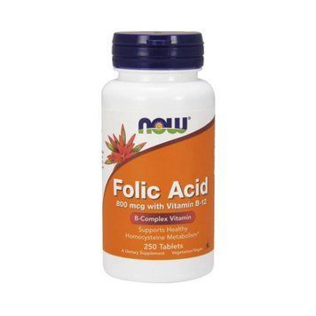 NOW Folic Acid 800 mсg with Vitamin B-12 (250 tabs) 000007399 фото