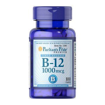 Puritan's Pride Vitamin B-12 1000 mcg time release (100 caplets) 000011851 фото