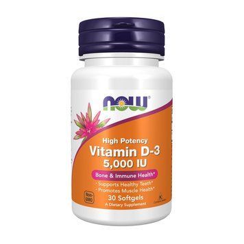 NOW Vitamin D-3 5000 IU (30 softgels) 000030821 фото